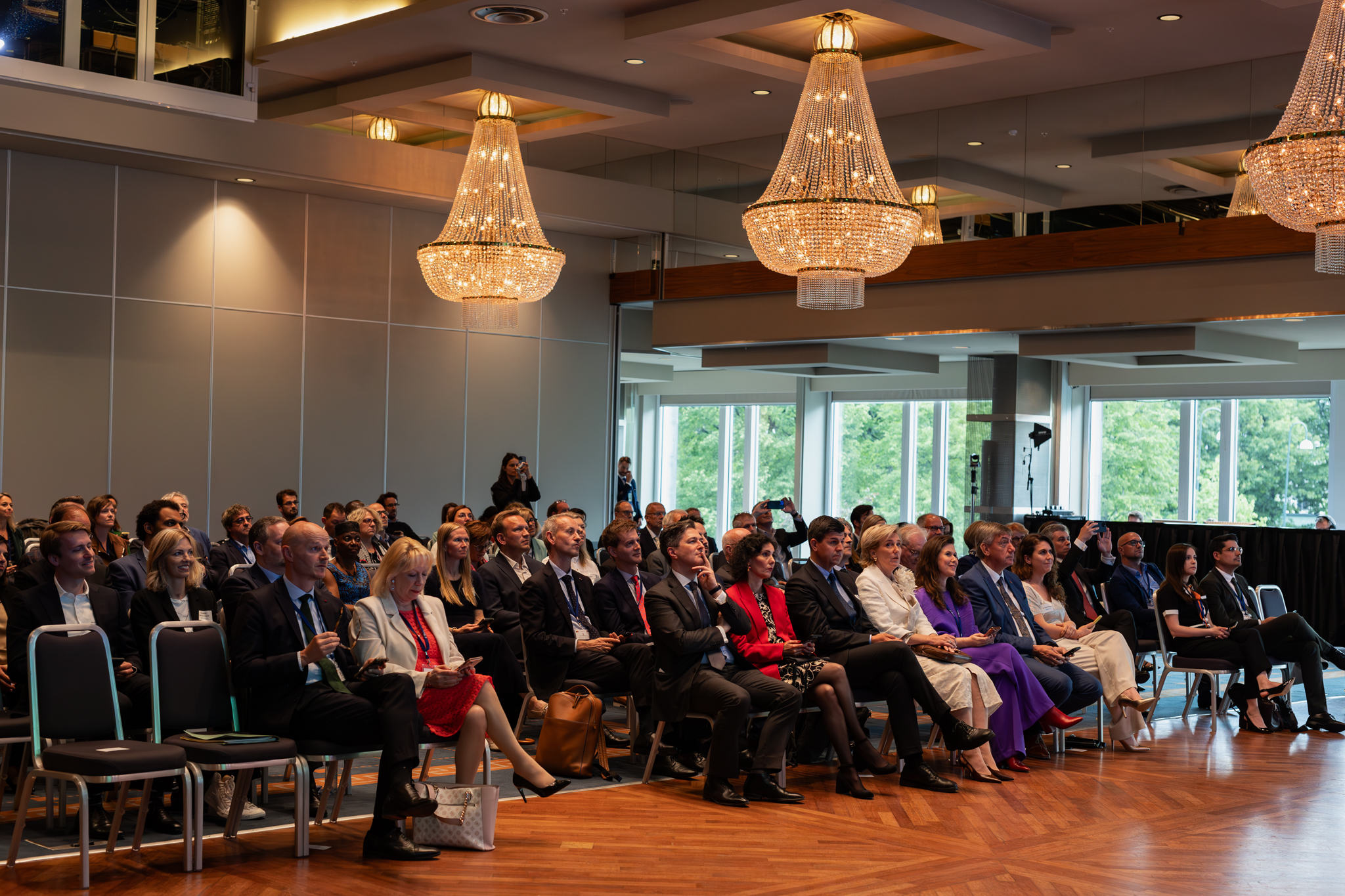 Audience gathered beneath chandeliers at the AI for Education Awards in Oslo in 2024